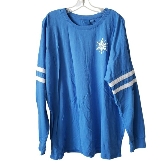 Disney Blue White Glitter Letters Arendelle Spirit Jersey Tee Shirt Frozen XL - Picture 3 of 12